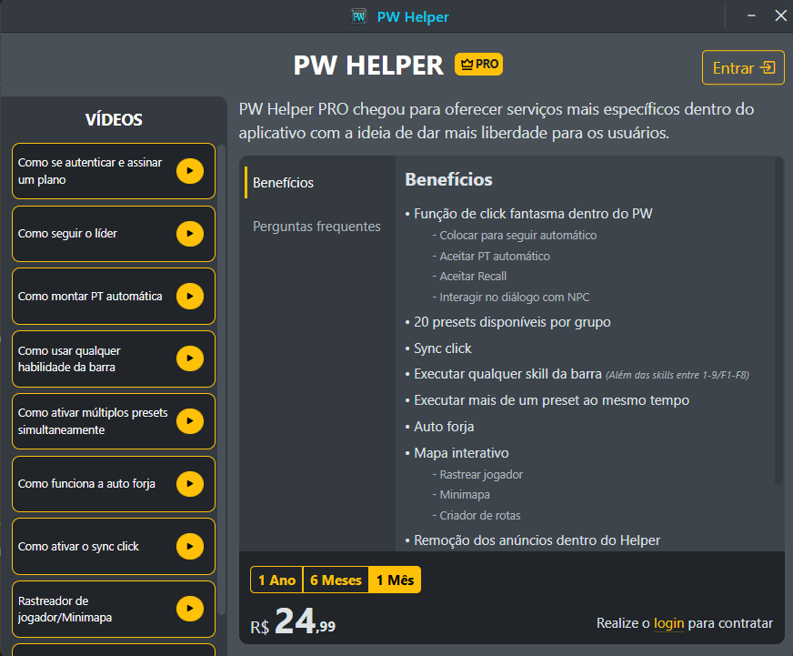 Preview da área exclusiva PRO